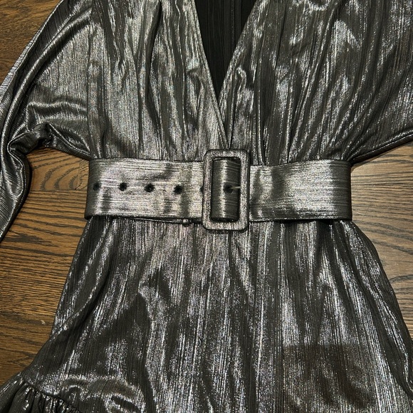 Retrofete Maureen Metallic Silver Mini Dress - Picture 4 of 11